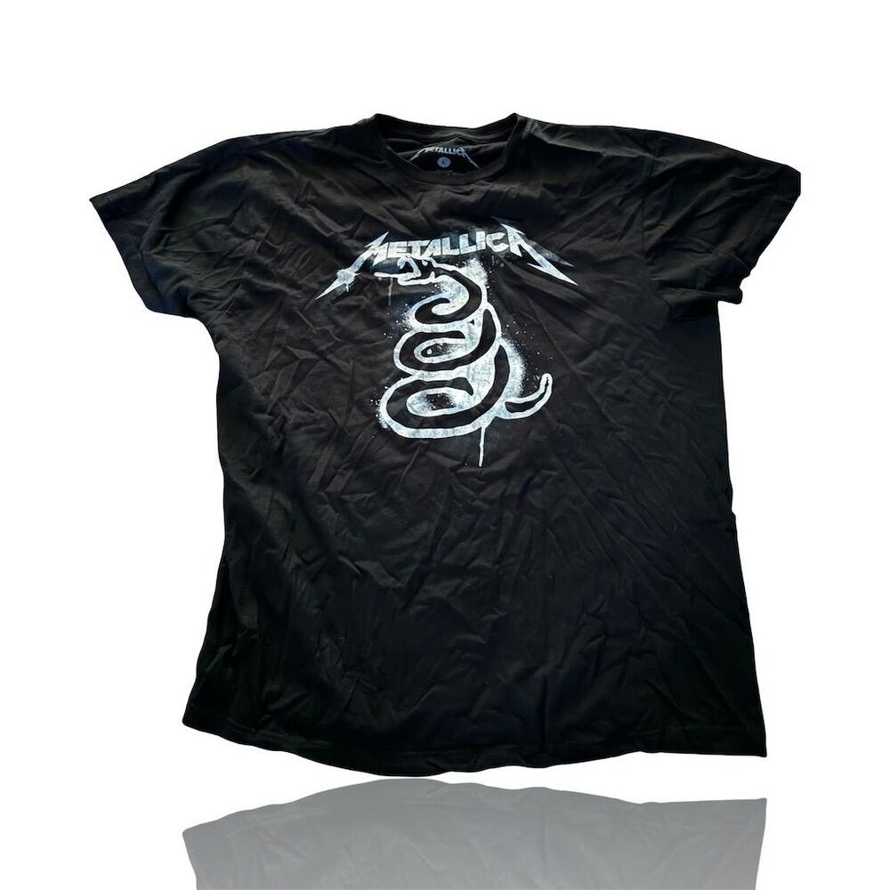 Metallica Black Album Men's T-Shirt Size L Graphic Rock Band Tee: Black Album